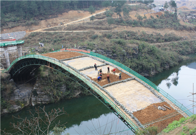 拱架预压现场