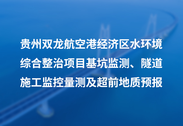 贵州双龙航空港经济区水环境综合整治项目基坑监测、隧道施工监控量测及超前地质预报